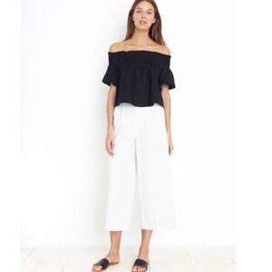 Apiece Apart Milos Smocked Off Shoulder Top Black Size 6 100% Cotton